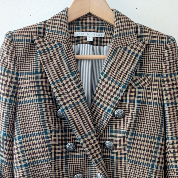 Veronica Beard Miller Plaid Wool Houndstooth Dickey Jacket Blazer Size 2 Celeb - Picture 6 of 13